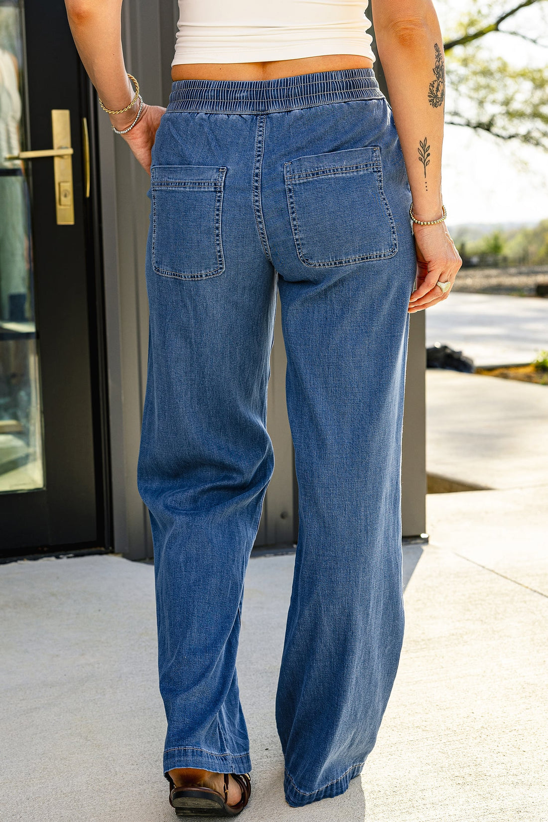 Ashleigh Blue Drawstring Waist Wide Leg Jeans