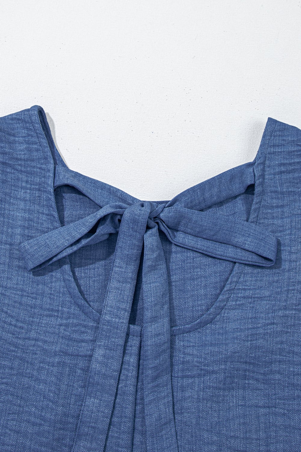 Ashleigh Blue Knot Scoop Back Ruffle Hem Sleeveless Mini Dress