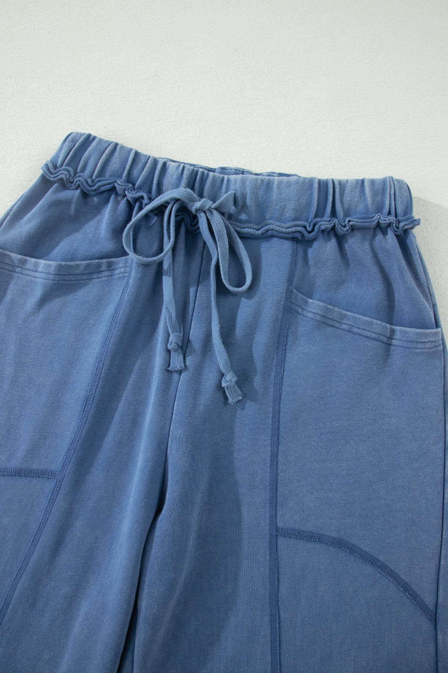 Ashleigh Blue Mineral Wash Drawstring Retro High Waist Wide Leg Western Pants