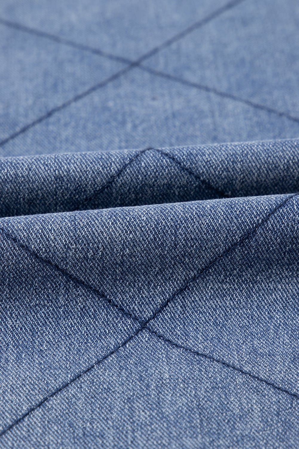 Ashleigh Blue Rhombus Stitched Pattern Button Pocketed Denim Jacket