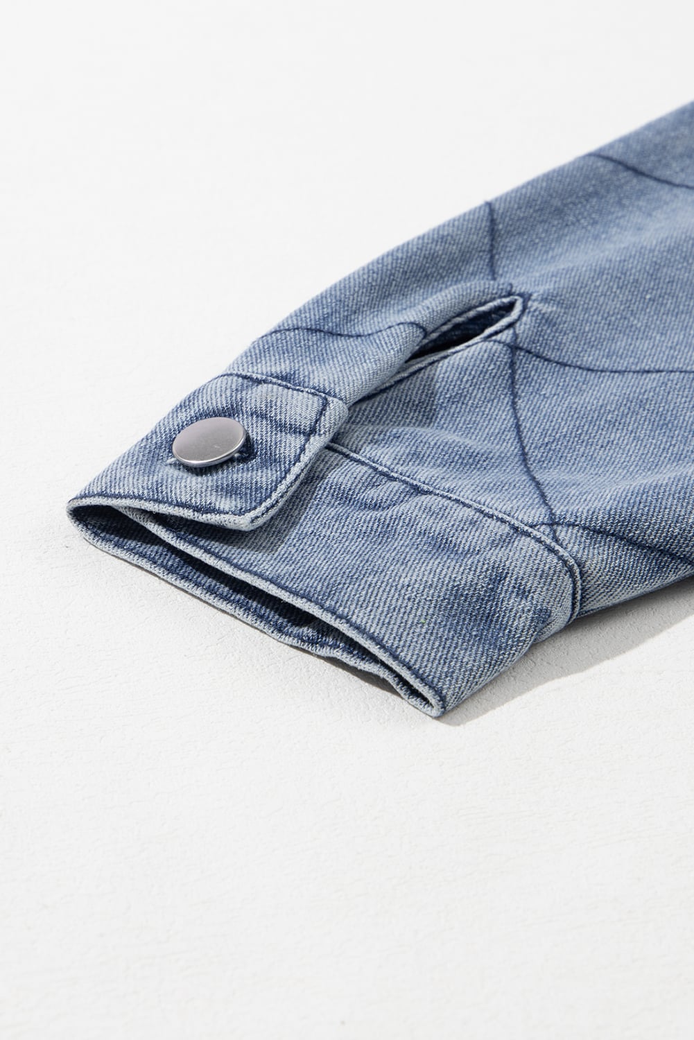 Ashleigh Blue Rhombus Stitched Pattern Button Pocketed Denim Jacket