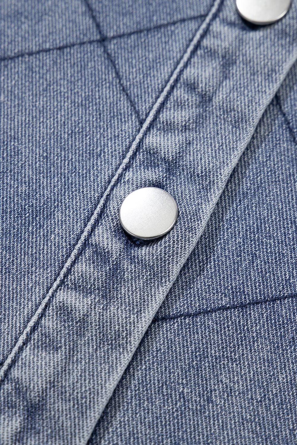 Ashleigh Blue Rhombus Stitched Pattern Button Pocketed Denim Jacket