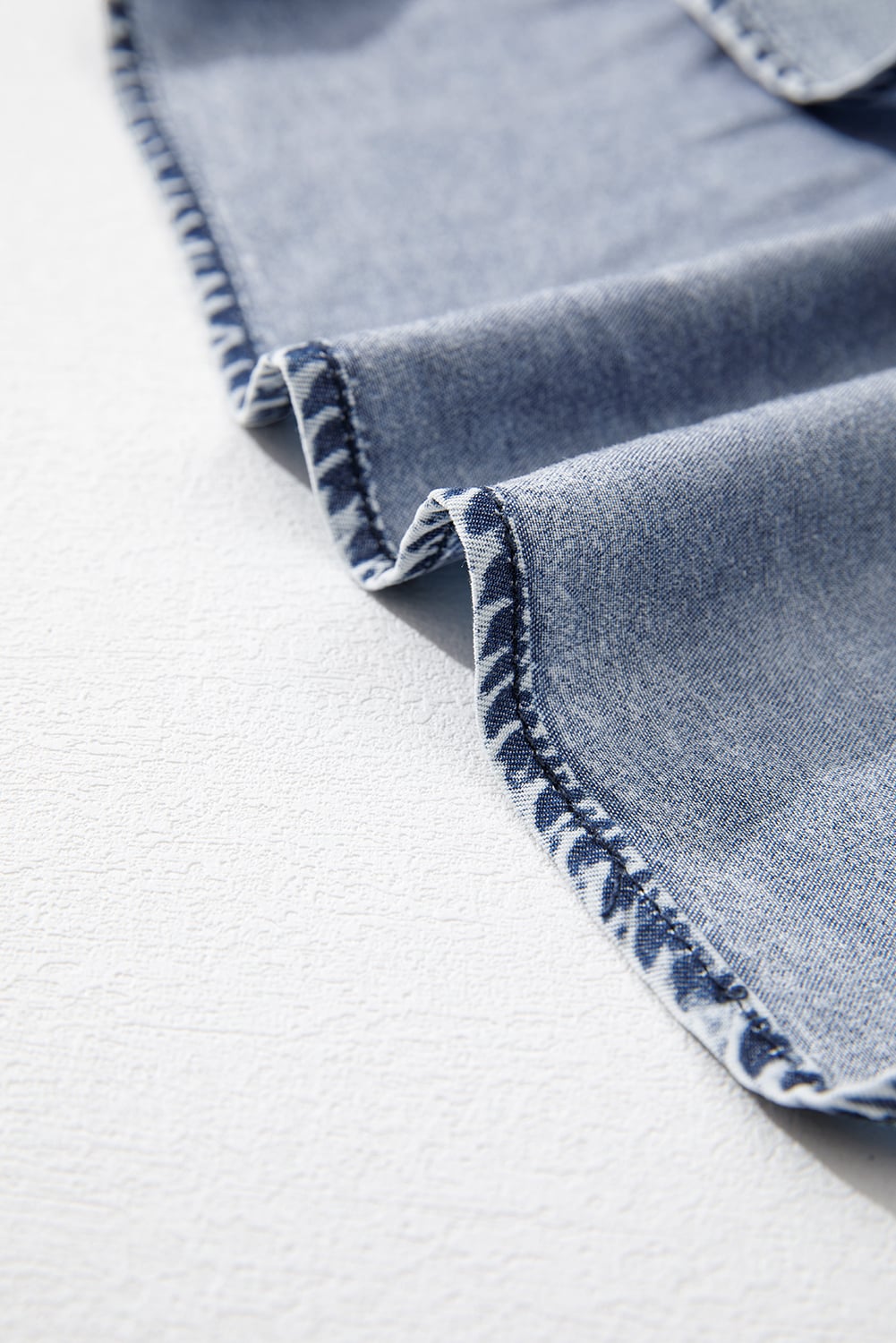 Ashleigh Blue Ruffled Shirred Neckline Sleeveless Denim Tank Top