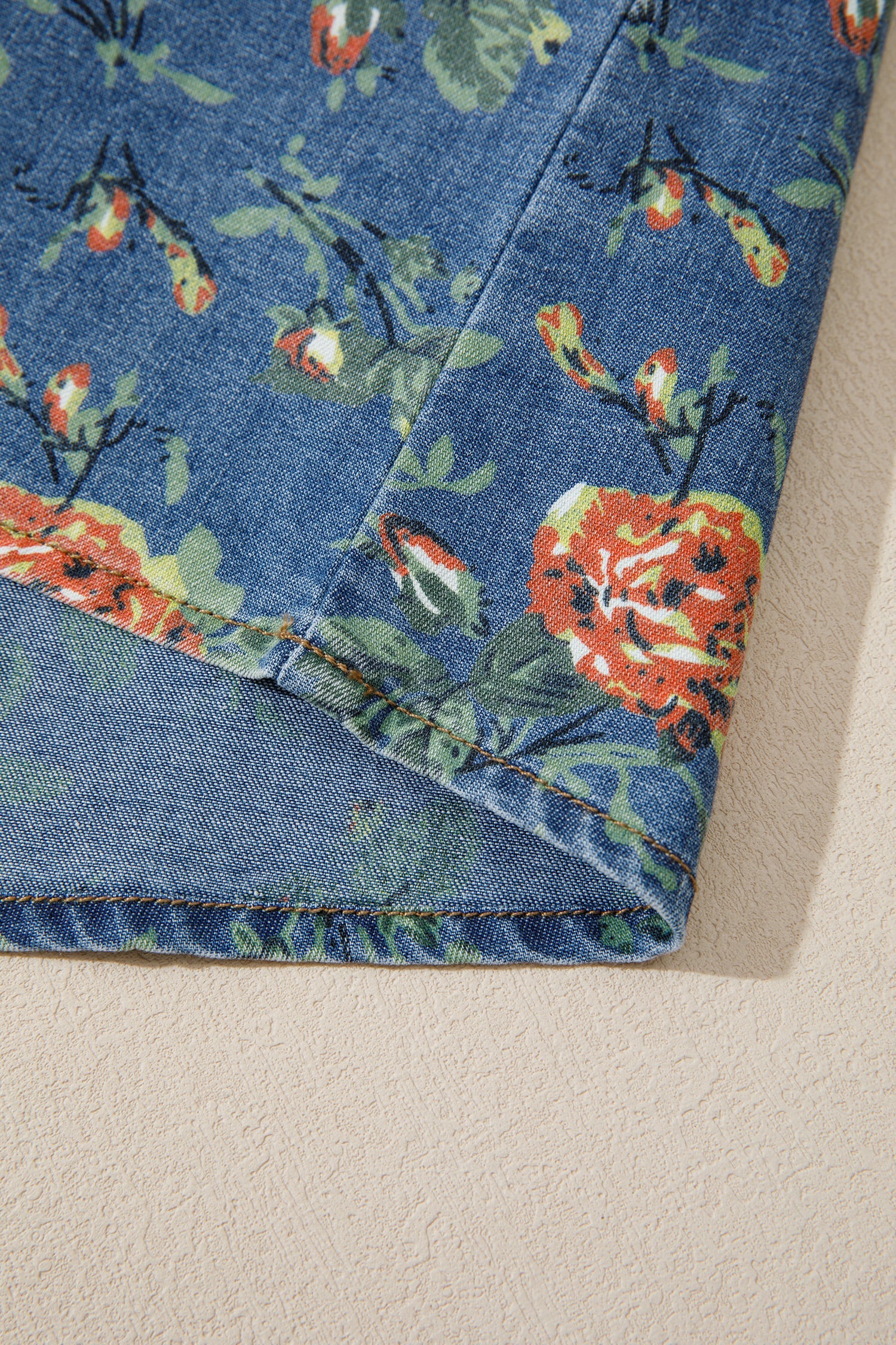 Ashleigh Blue Ruffled Short Sleeve Floral Denim Top