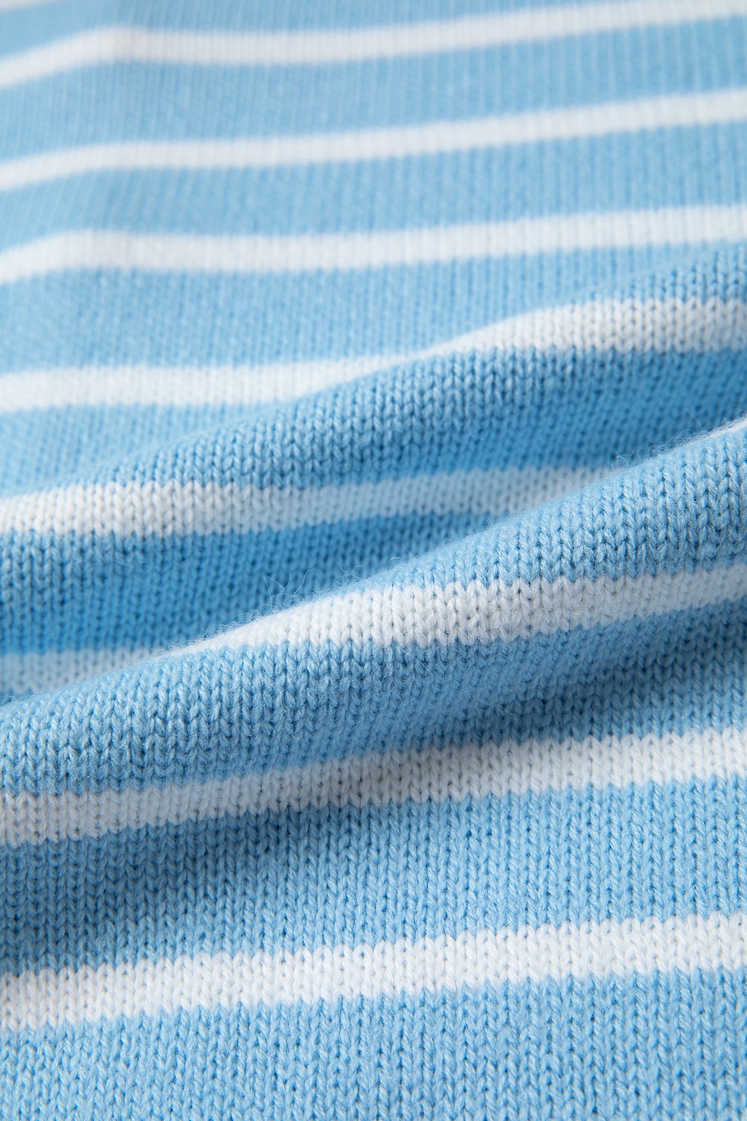 Sky Blue Stripe Striped Long Sleeve Round Neck Open Front Cardigan