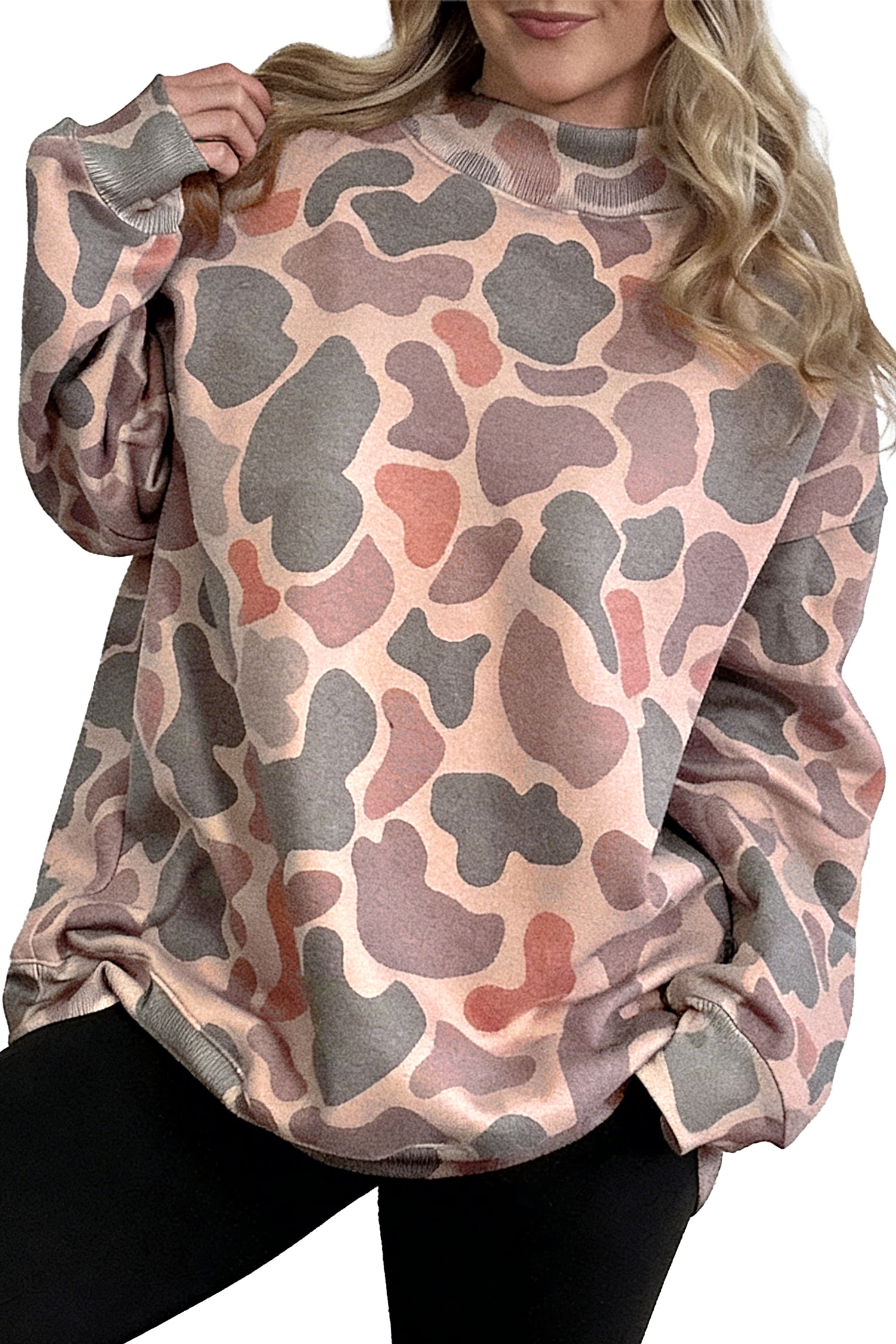 Multicolour Camouflage Western Style Pullover Sweatshirt