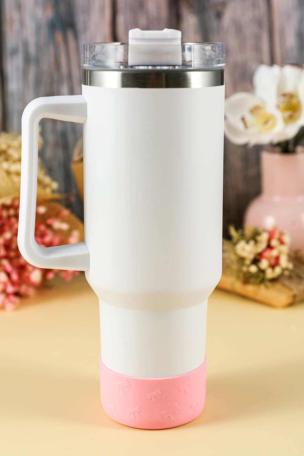 Pink Bowknot Decor Food Grade Silicone Cup Sleeve