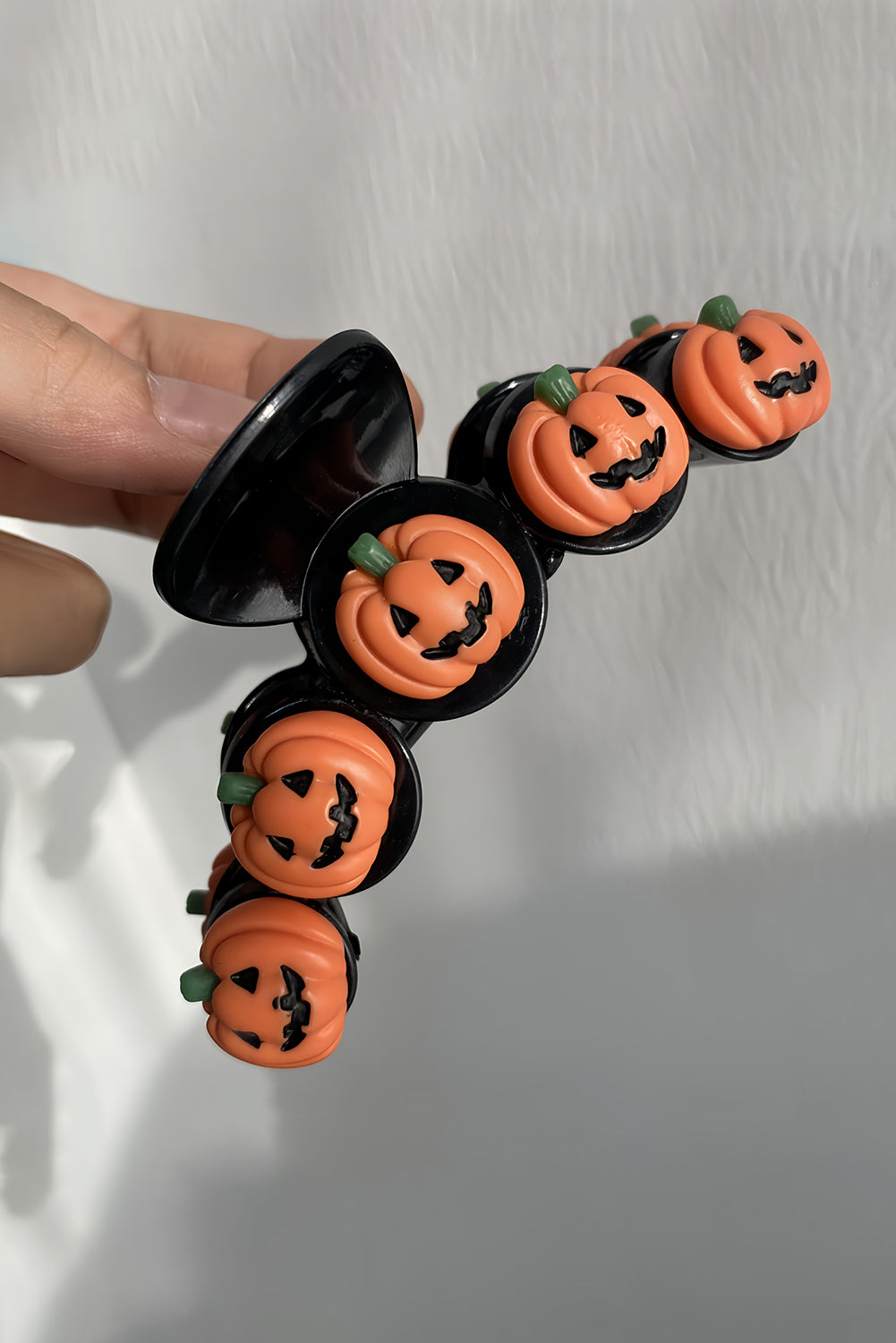 Russet Orange Halloween Pumpkin Design Acrylic Hair Claw Clip