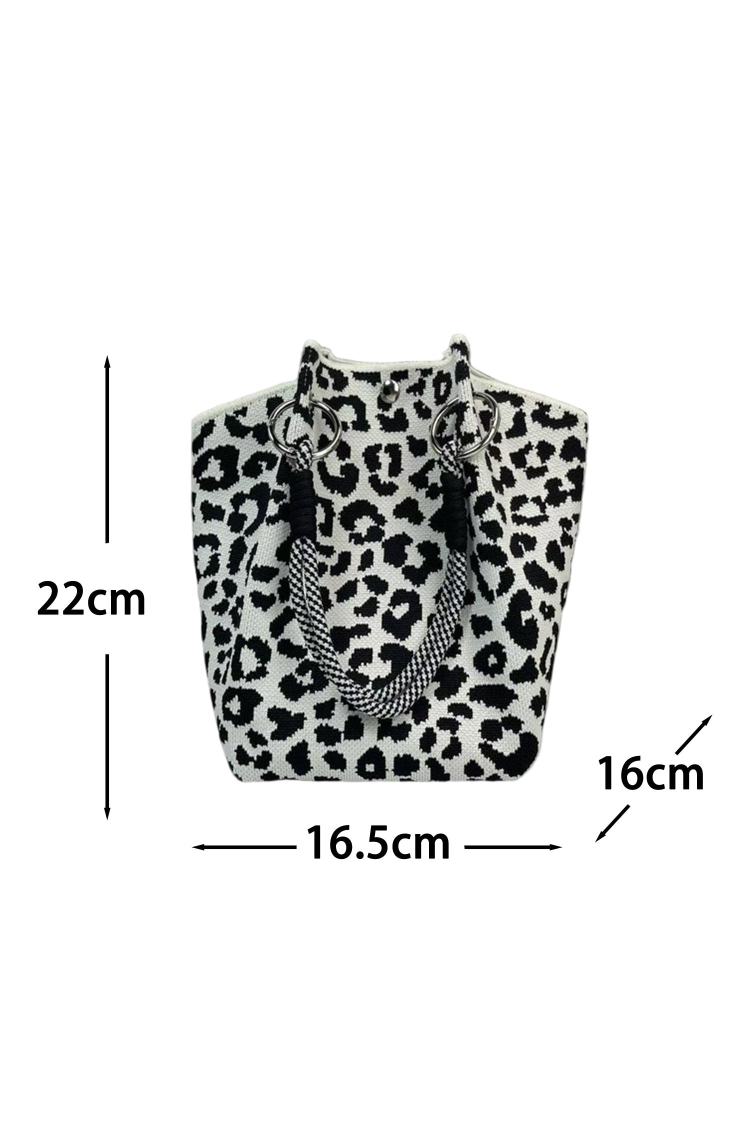 White Leopard Print Polyester Woven Thick Handle Tote Bag