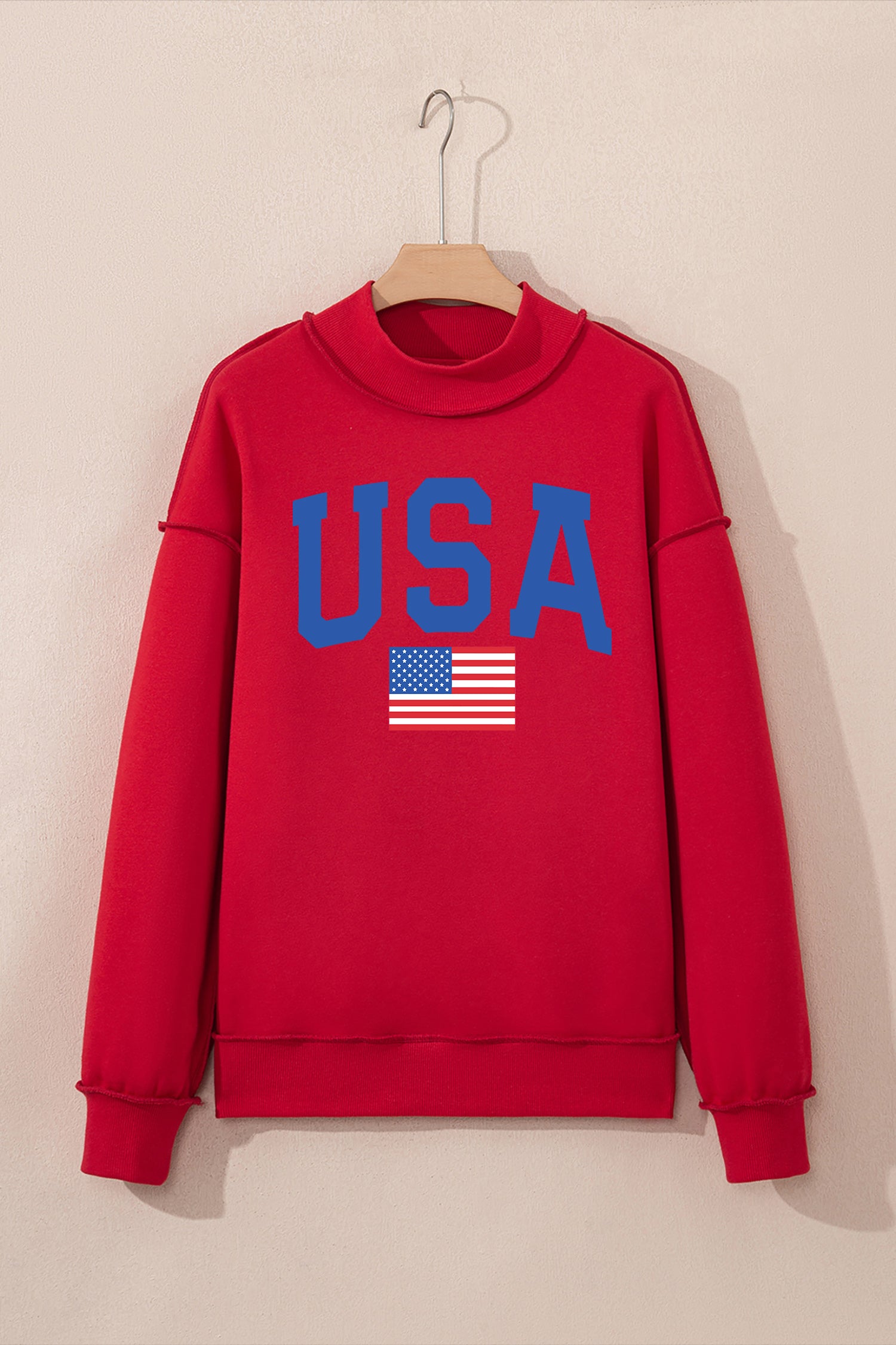 Racing Red Mock Neck Reversible USA/America Graphic Sweatshirt