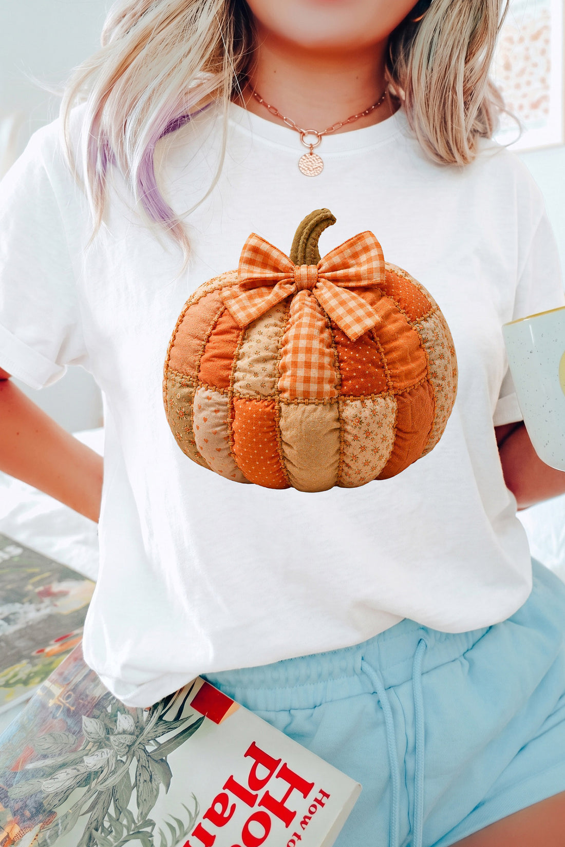 White Pumpkin Printed Thanksgiving Graphic Tee