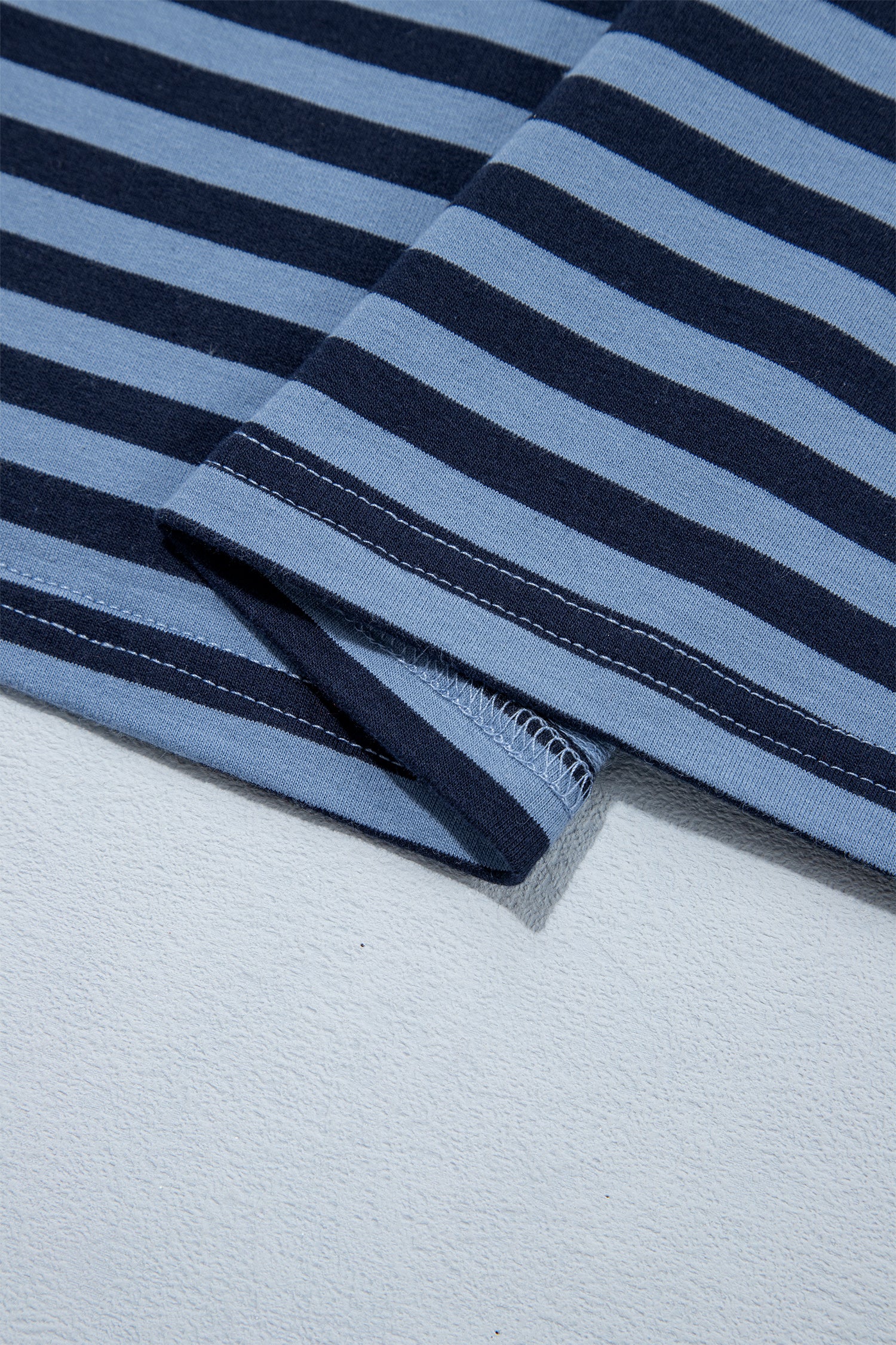 Blue Stripe Long Sleeve Drawstring Waist Plus Size Lounge Pants Set