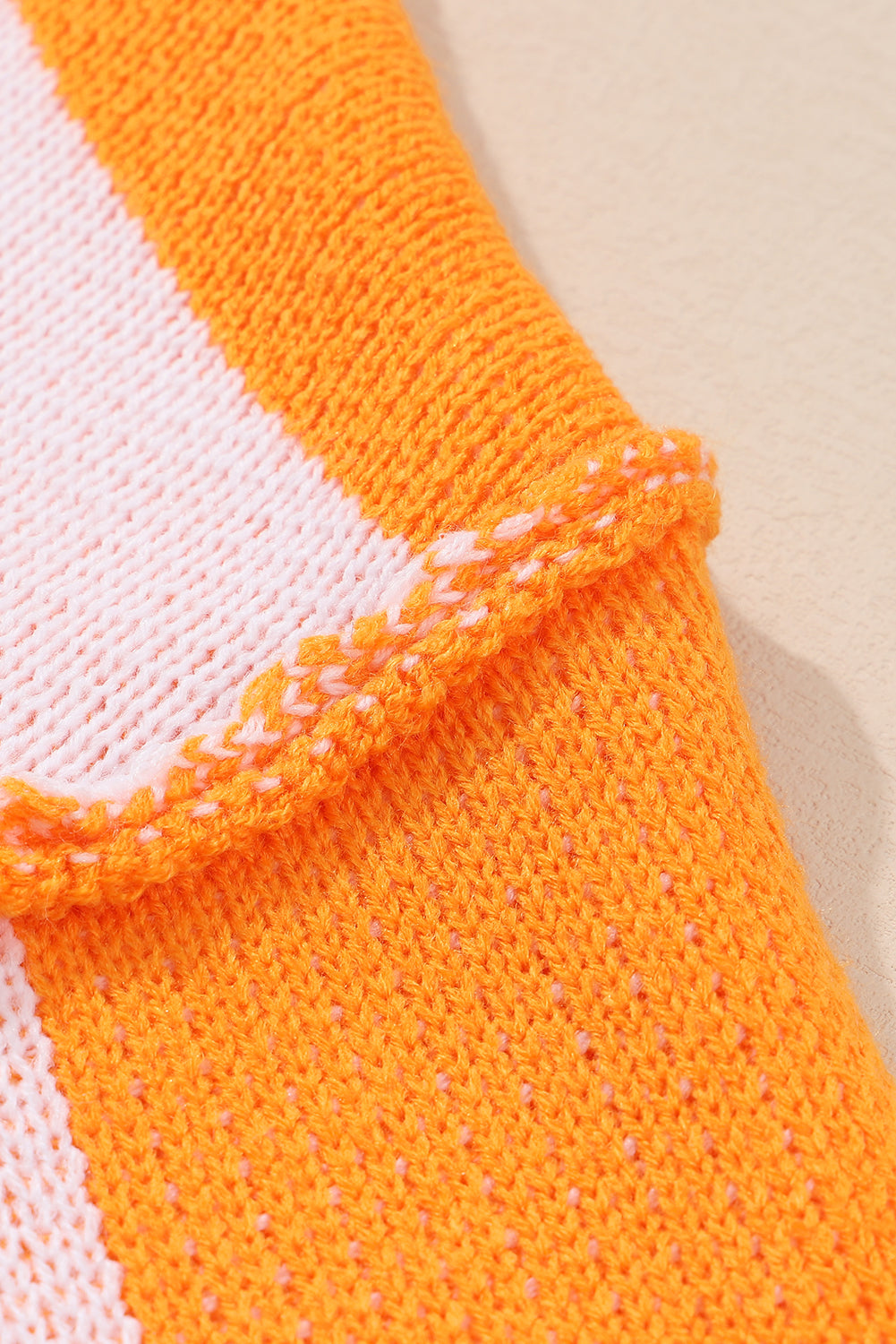 Grapefruit Orange Checkered Bishop Sleeve Sweater