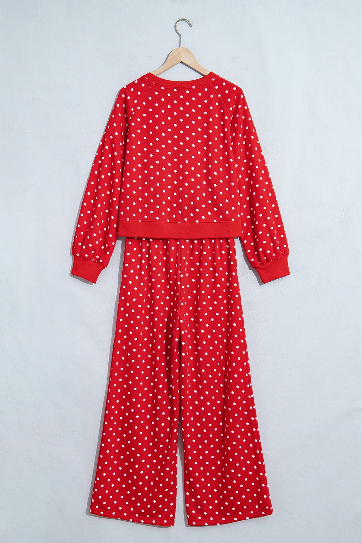 Red Christmas MERRY Graphic Polka Dot Letter Wide Leg Pants Set