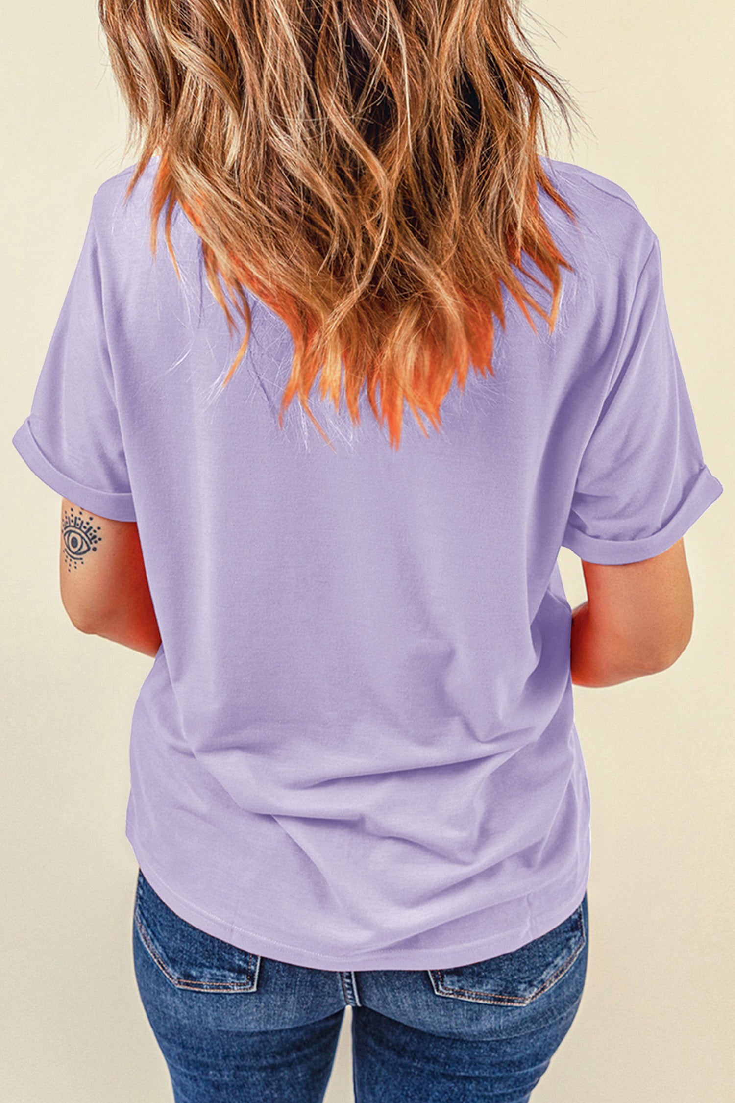 Orchid Petal Halloween Trick or Treat Slogan Graphic Round Neck T-Shirt