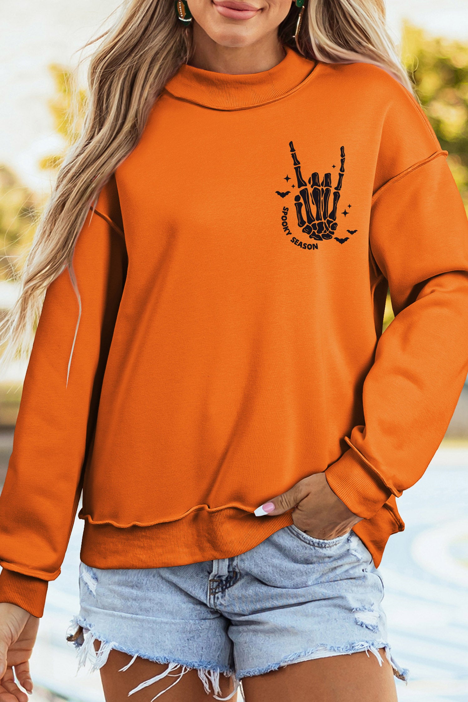 Carrot Spooky Season Mock Neck Halloween Sweatshirt