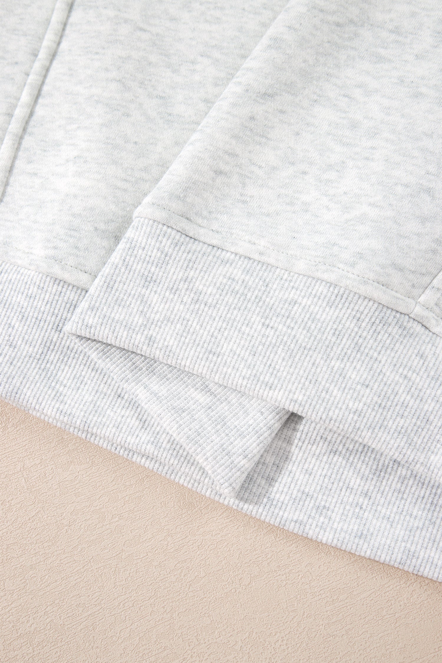 Light Grey High Neck Ribbed Cuff Hem Sweatshirt