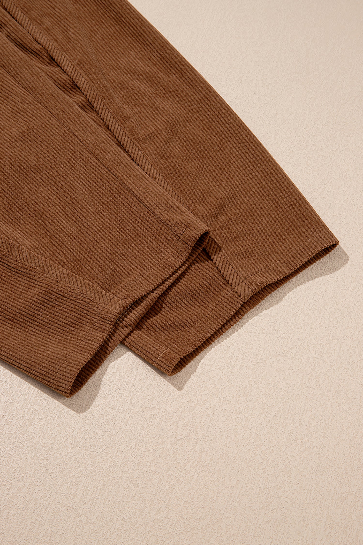Coffee Corduroy Elastic Waist Drawstring Cargo Pants
