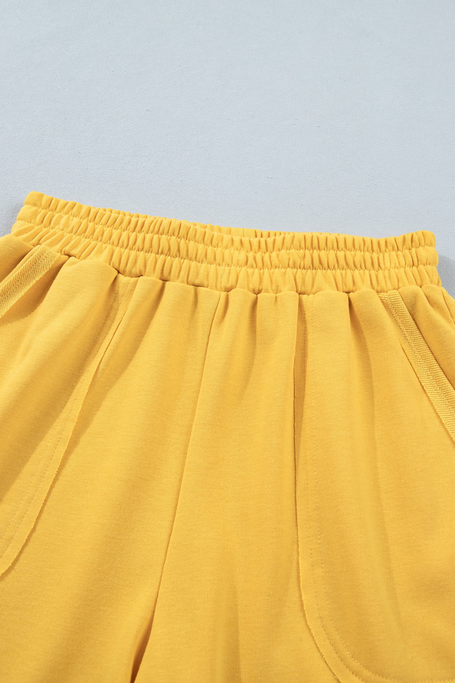 Banana Cream Loose Polo Tee Elastic Waist 2pcs Short Set