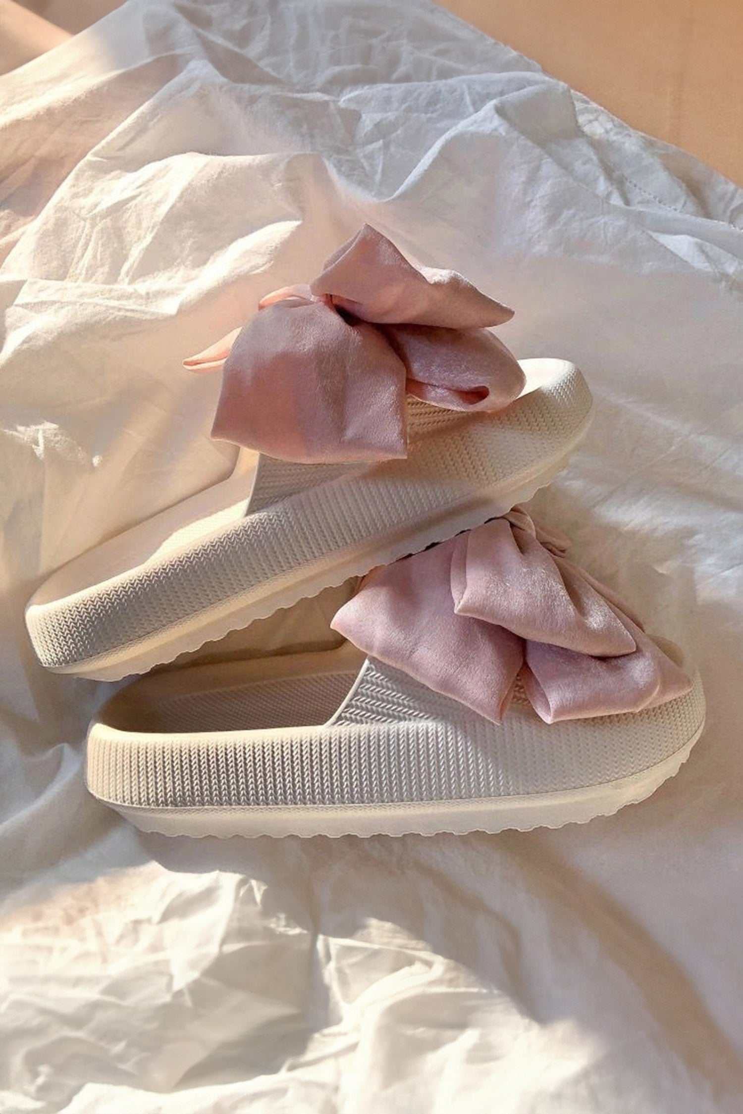 White Sweet Bowknot EVA Outsole Casual Slippers
