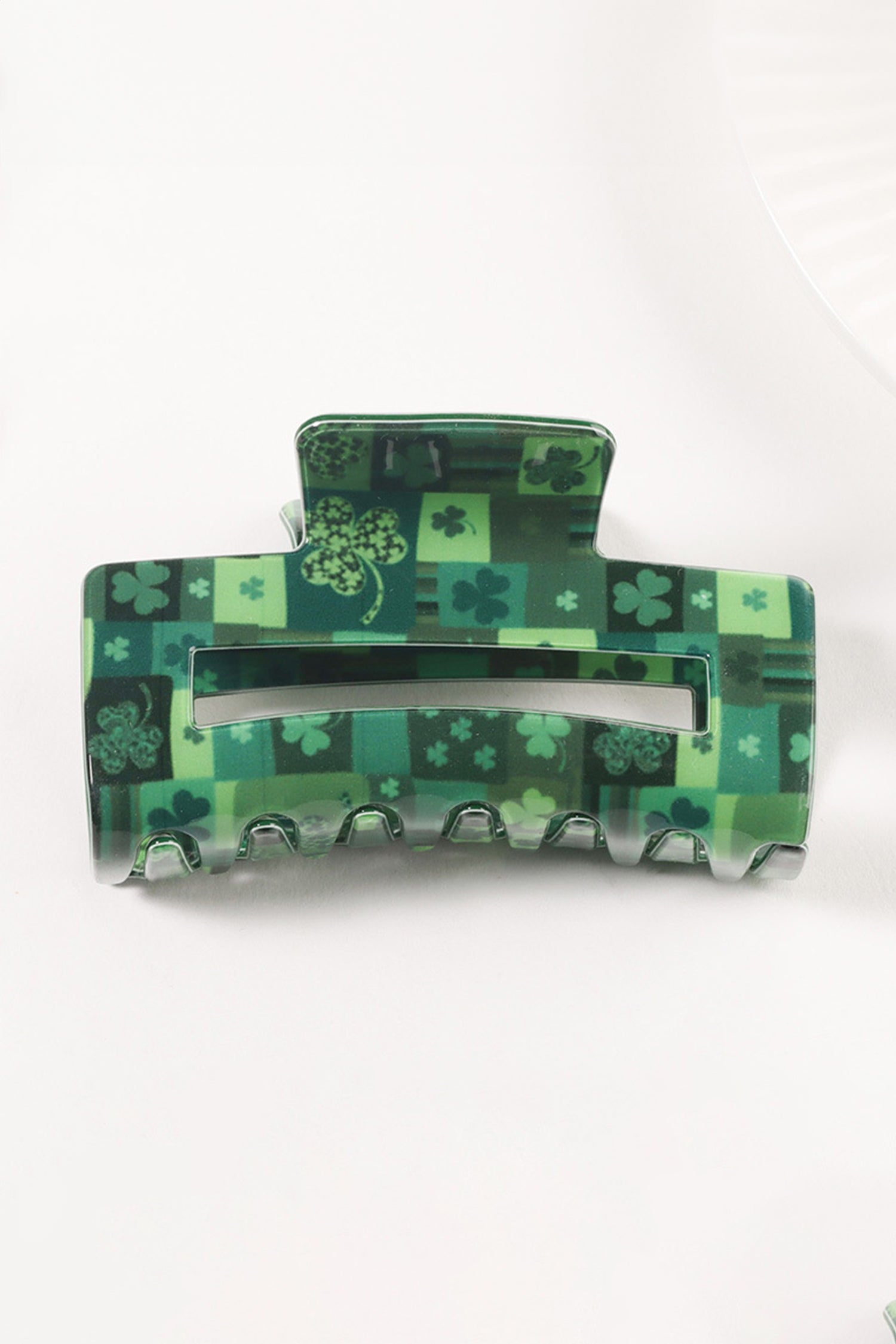 Dark Green St Patricks Day Clover Square Hair Claw Clip