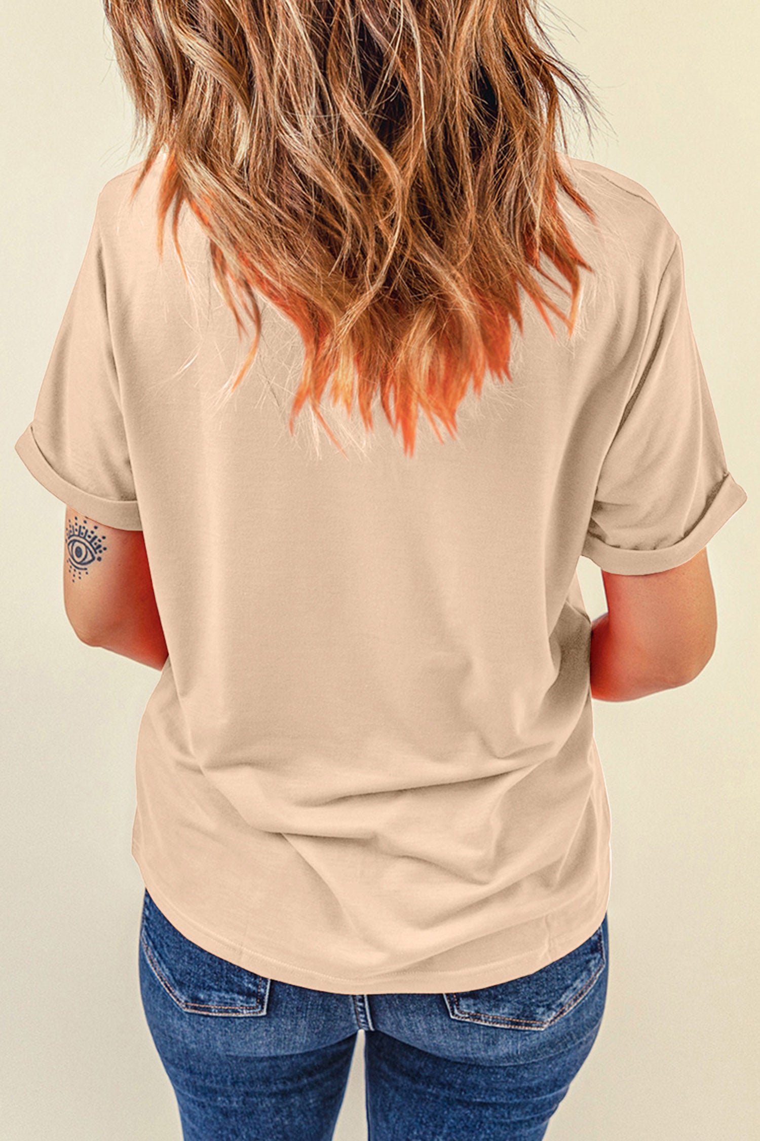 Khaki Western Print Highland Cow Graphic T-Shirt