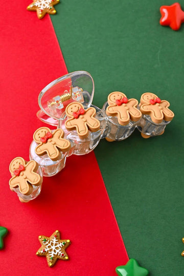 Light French Beige Cute Gingerbread Man Christmas Fashion Hair Claw Clip