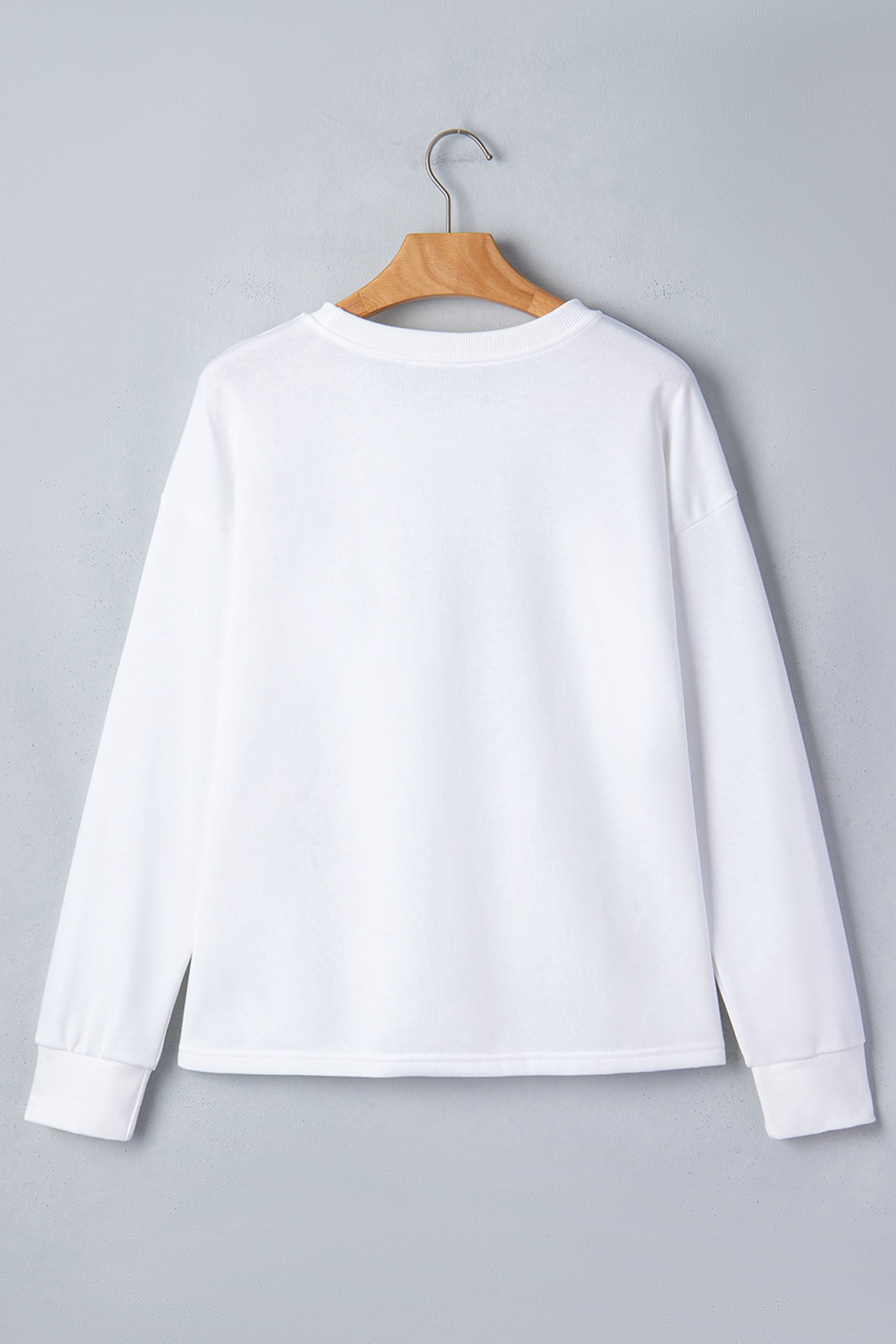 White Football Sequin Rugby Pattern Crewneck Long Sleeve Top