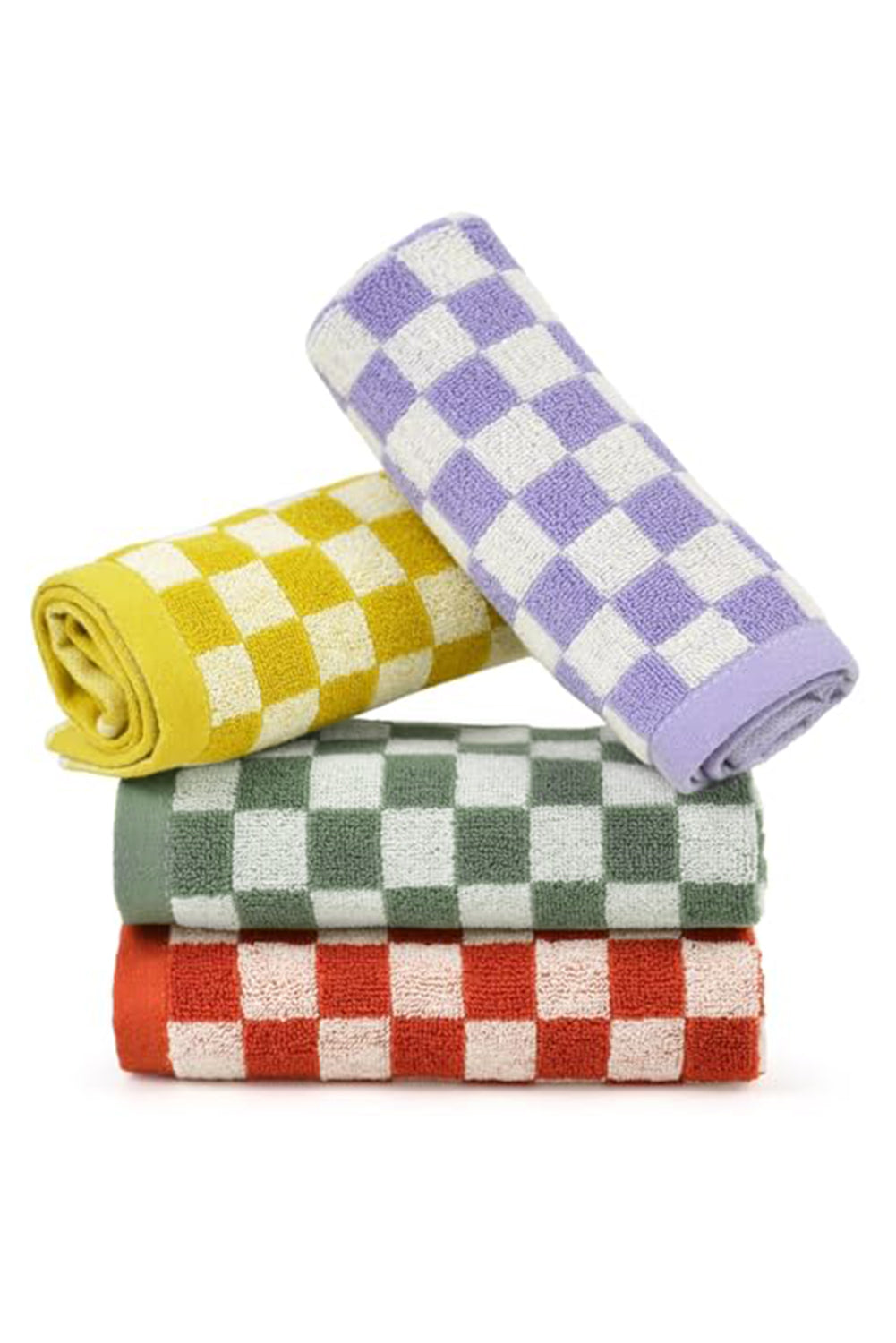 Grass Green Checkered Print Soft Large Bath Towel