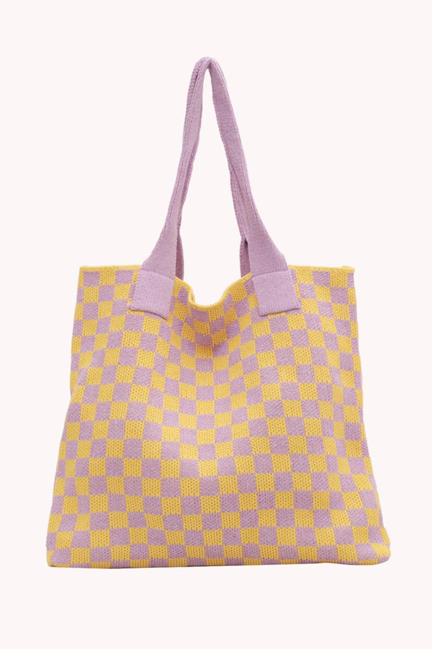 Ginger Checkered Knit Eco-Friendly Tote Bag