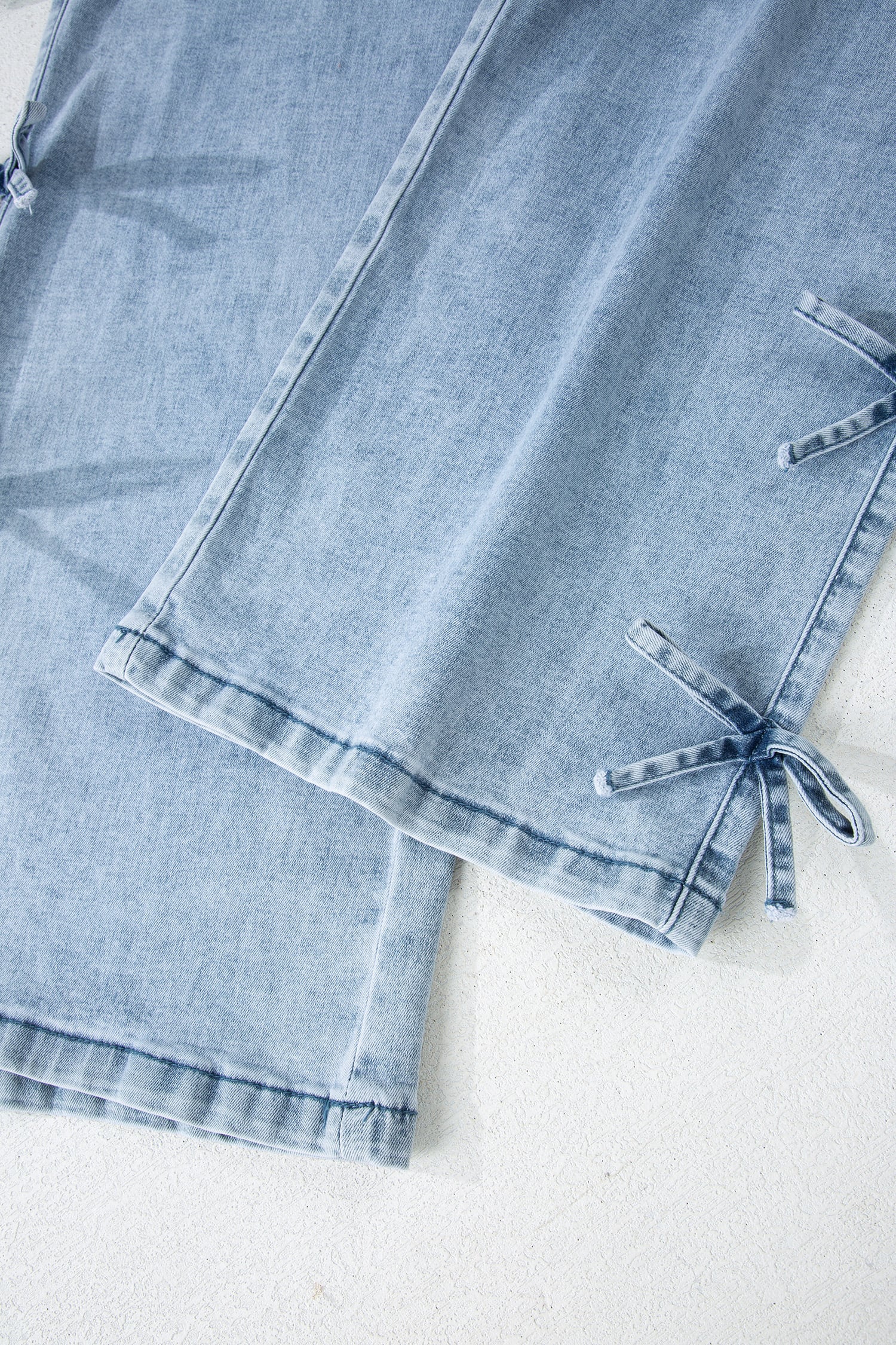 Beau Blue Bow Knot Side Detail Straight Leg Loose Jeans