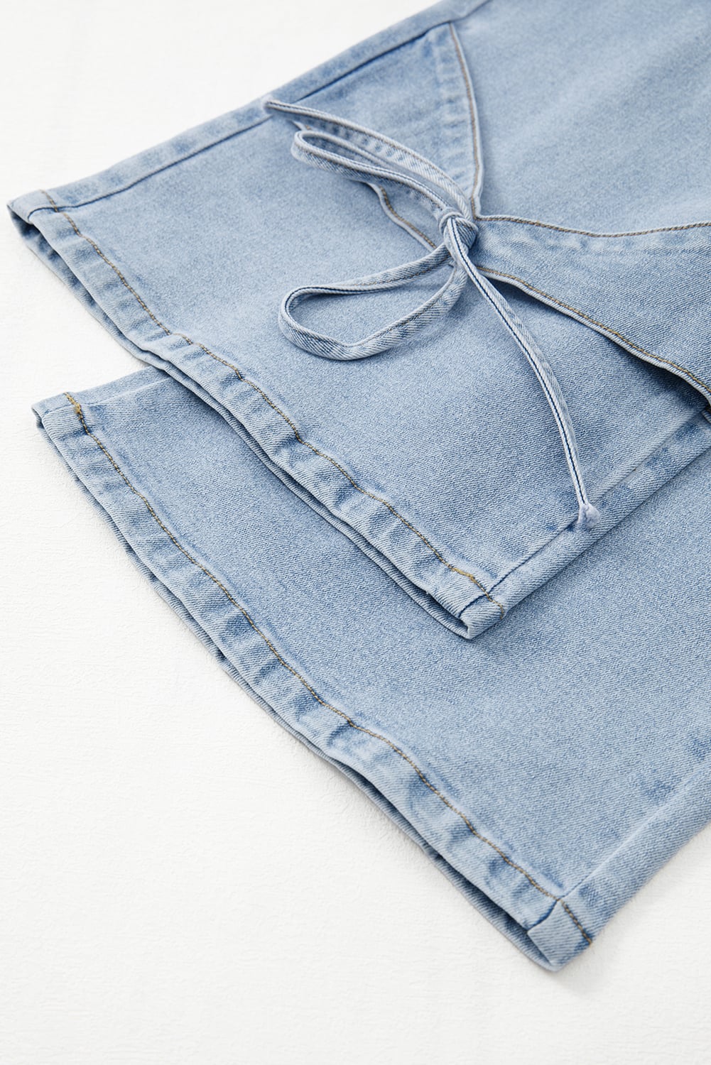 Beau Blue Bowknot Decor Boyfriend Cargo Jeans
