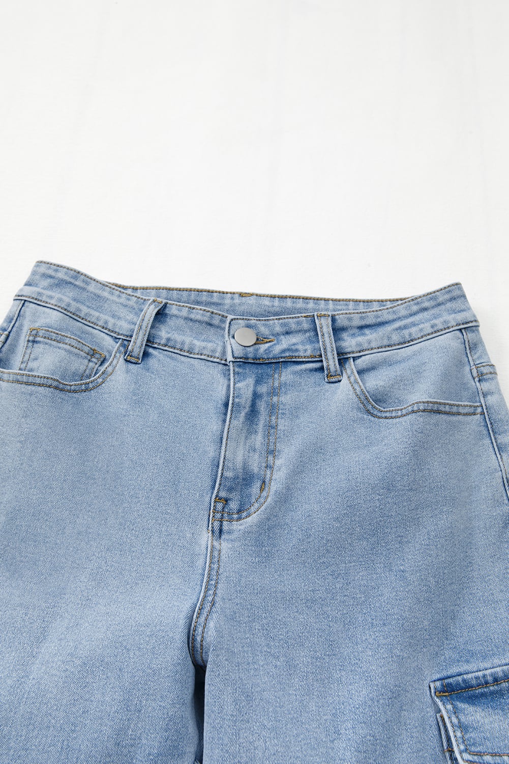 Beau Blue Bowknot Decor Boyfriend Cargo Jeans