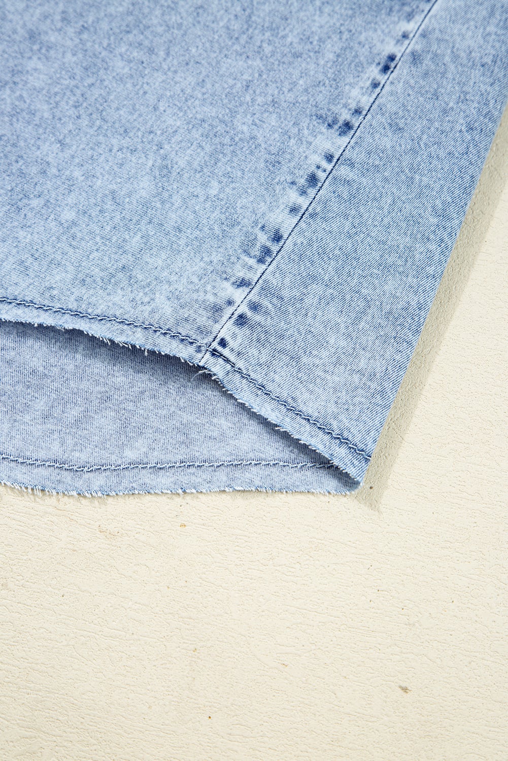 Beau Blue Chest Pocket Raw Hem Denim Loose Shirt Dress