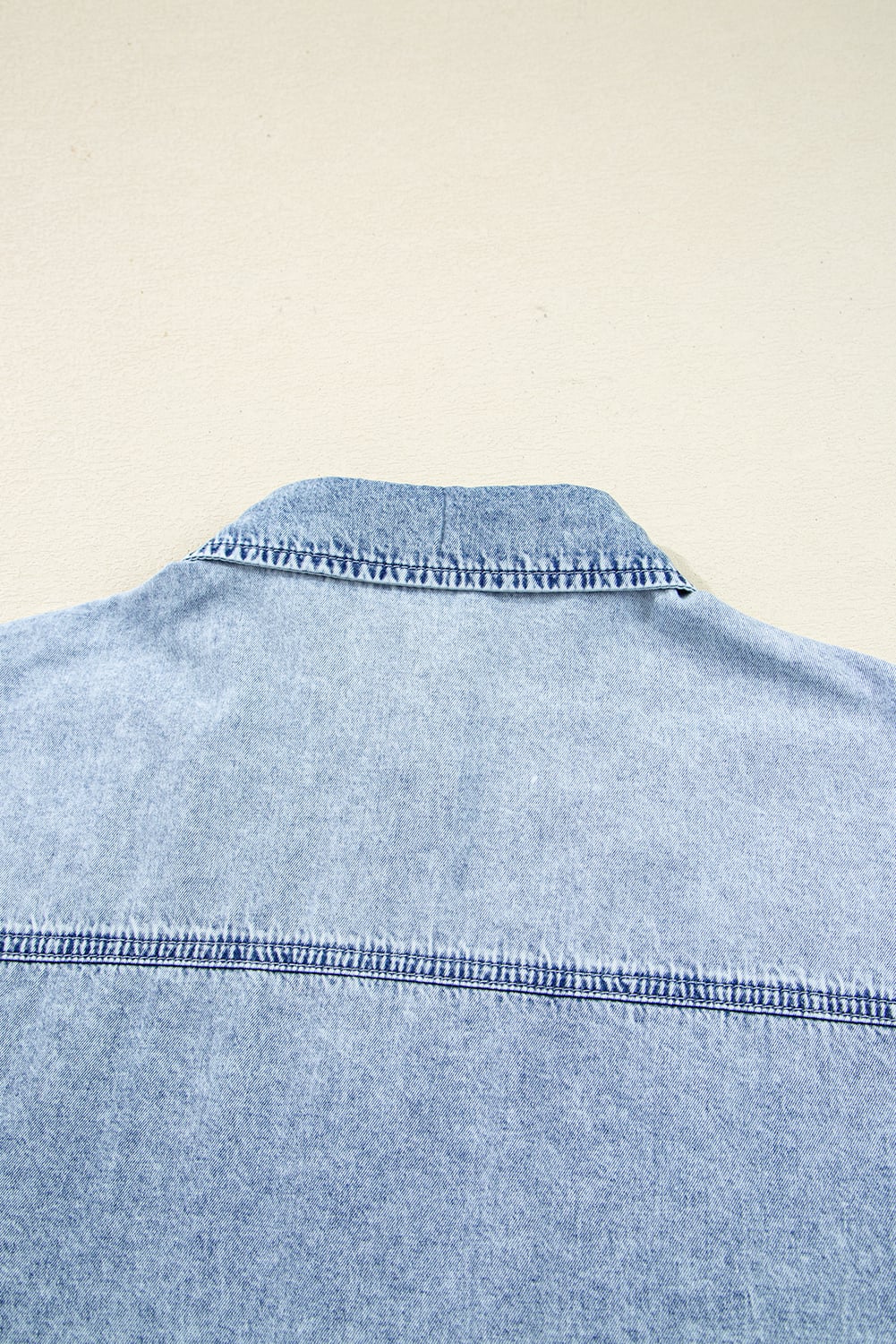 Beau Blue Chest Pocket Raw Hem Denim Loose Shirt Dress