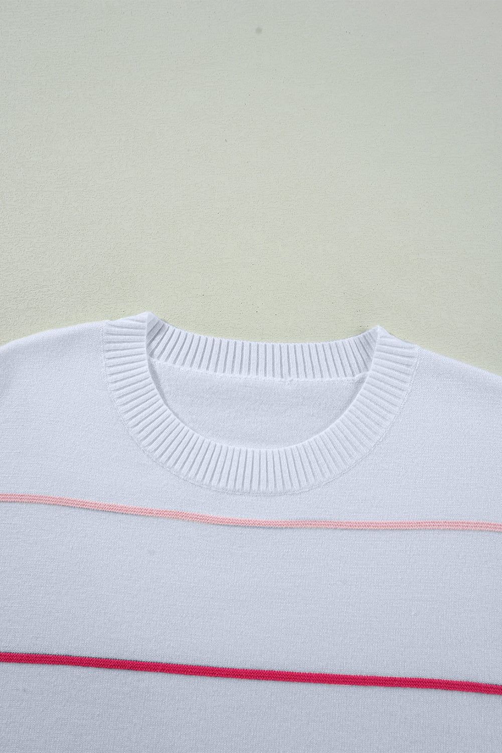 Beau Blue Colorblock Striped Half Sleeve Drop Shoulder Sweater