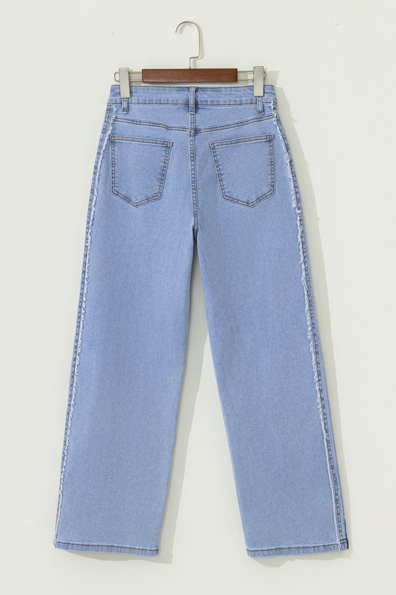 Beau Blue Contrast Stripe Frayed Side Panel Patchwork Shift Jeans