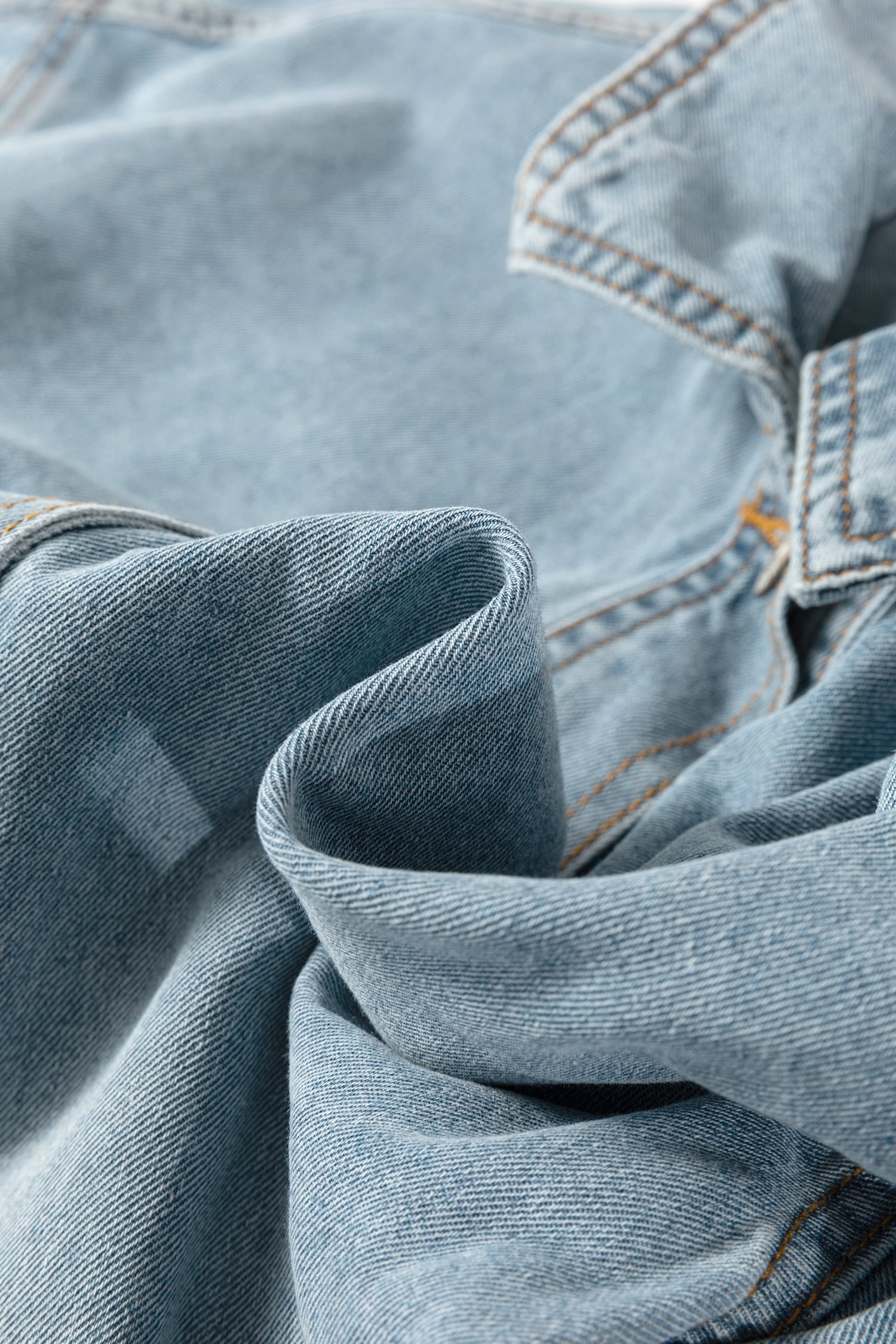 Beau Blue Draw-cord Hem Light Wash Denim Jacket
