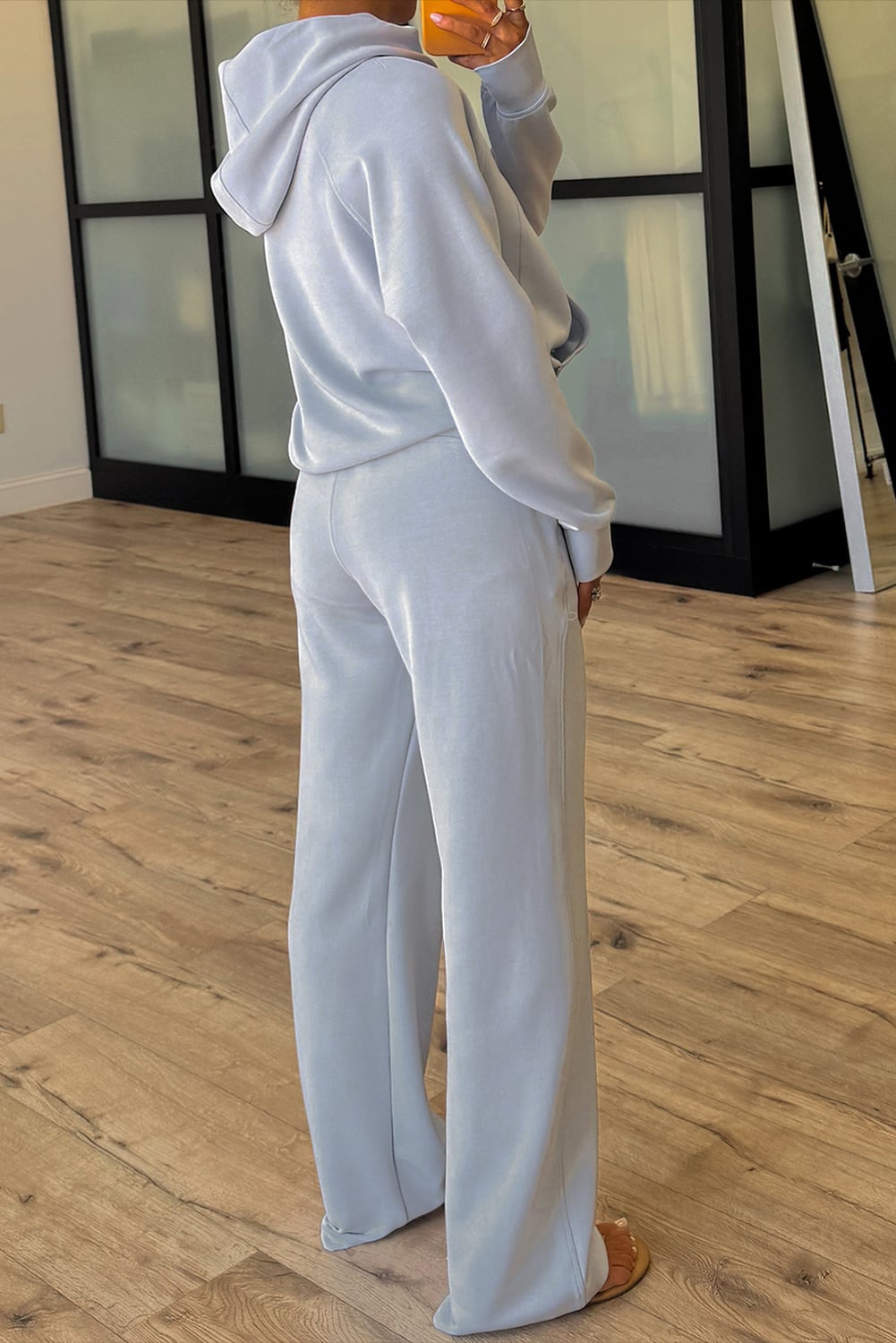 Beau Blue Half Zip Thumbhole Sleeve Hoodie Active Pants 2pcs Outfit