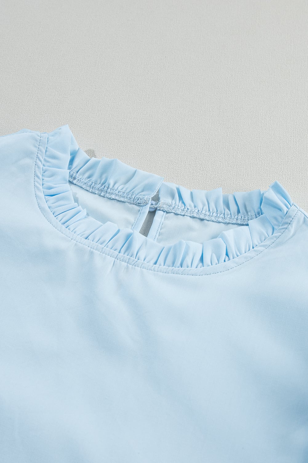 Beau Blue Layered Ric Rac Cap Sleeve Filled Neck Blouse