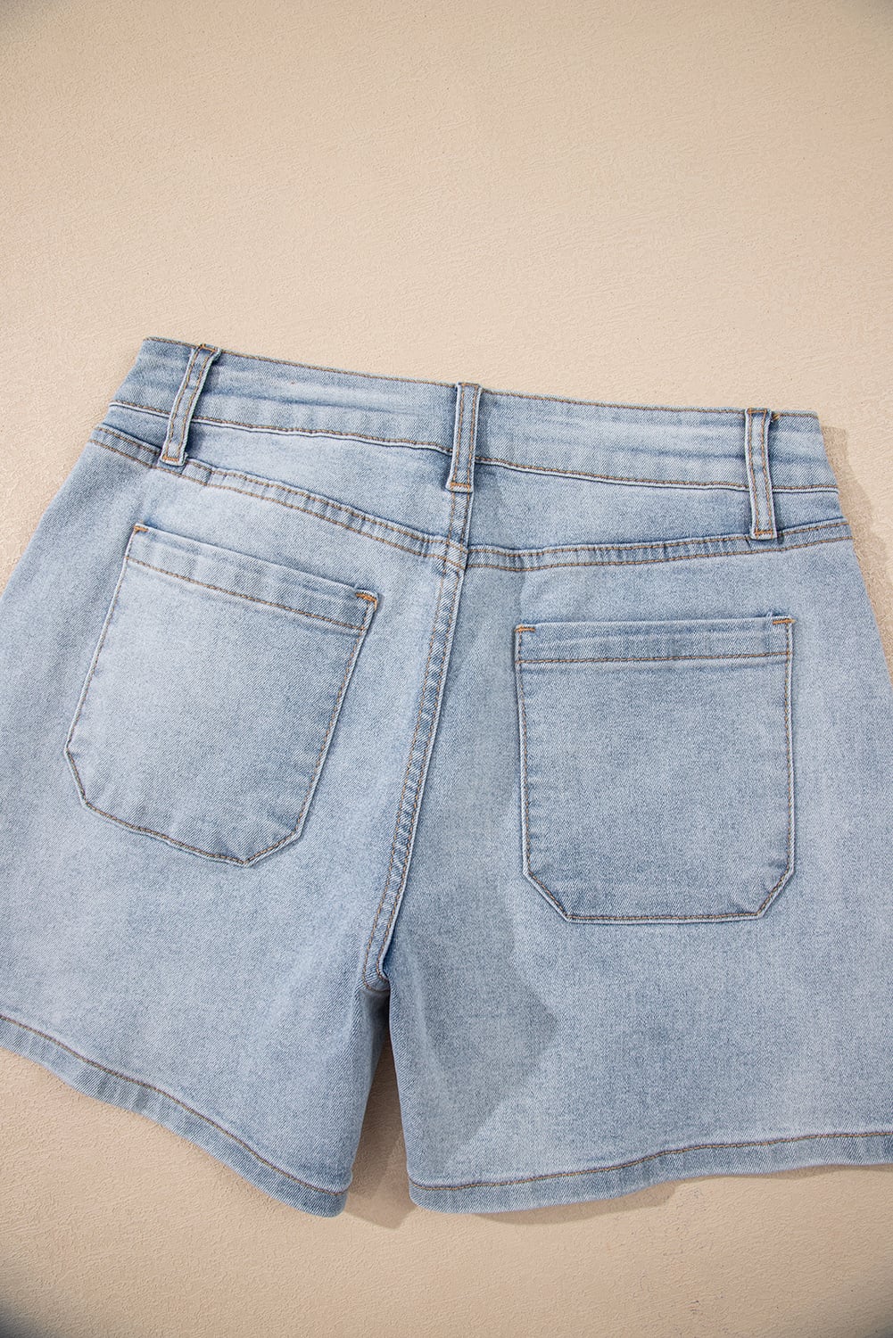 Beau Blue Light Wash High Rise Denim Shorts