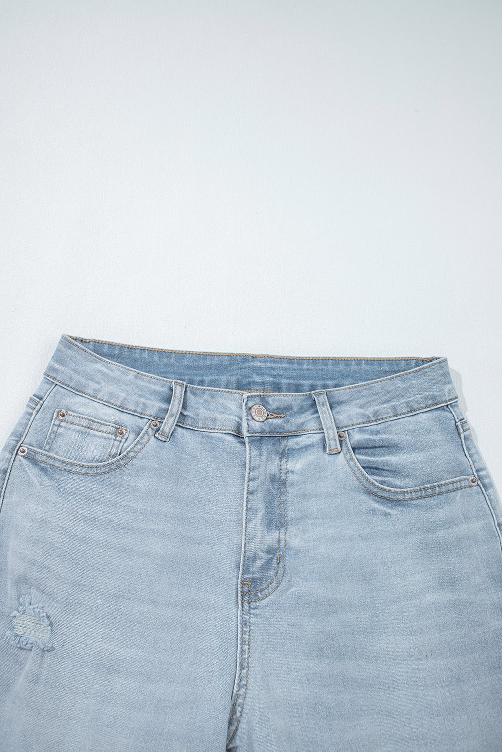 Beau Blue Mid Rise Ankle-Length Distressed Skinny Jeans