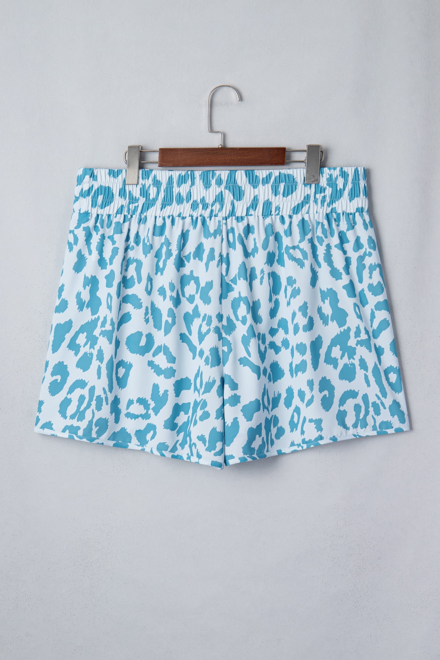 Beau Blue Plus Size Leopard Elastic Waist Athletic Shorts