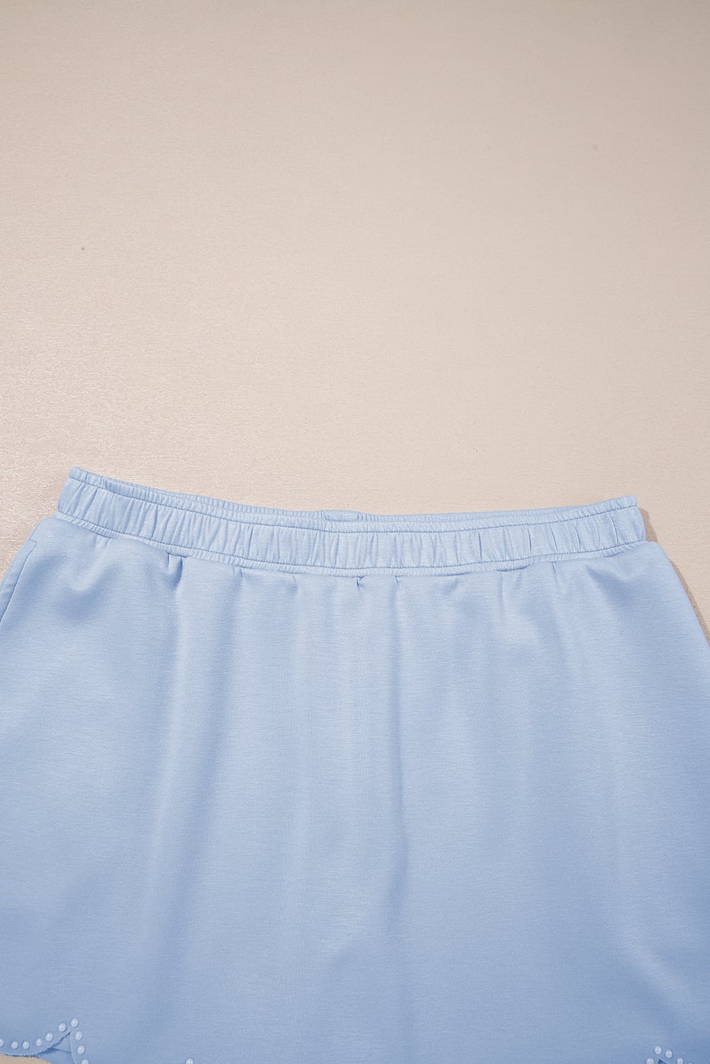 Beau Blue Puff Sleeve Pearl Embellished Scallop Trim Top 2 Piece Skort Set
