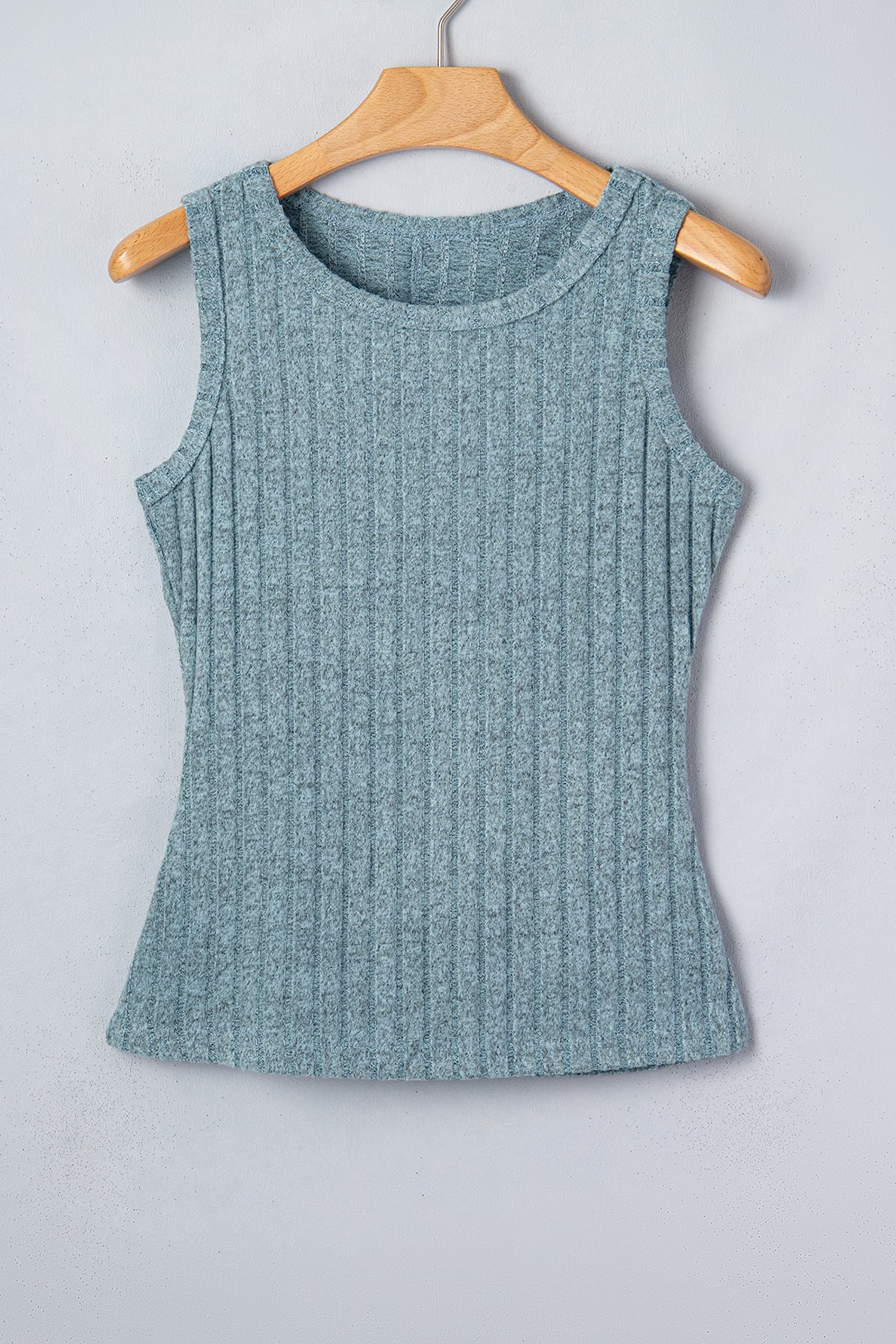 Beau Blue Slim Ribbed Mineral Wash Tank Top
