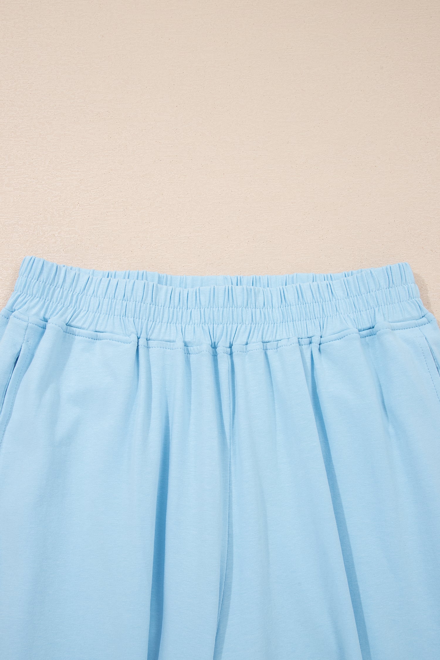 Beau Blue Solid Color Cropped Tank Top and Jogger Pants Set