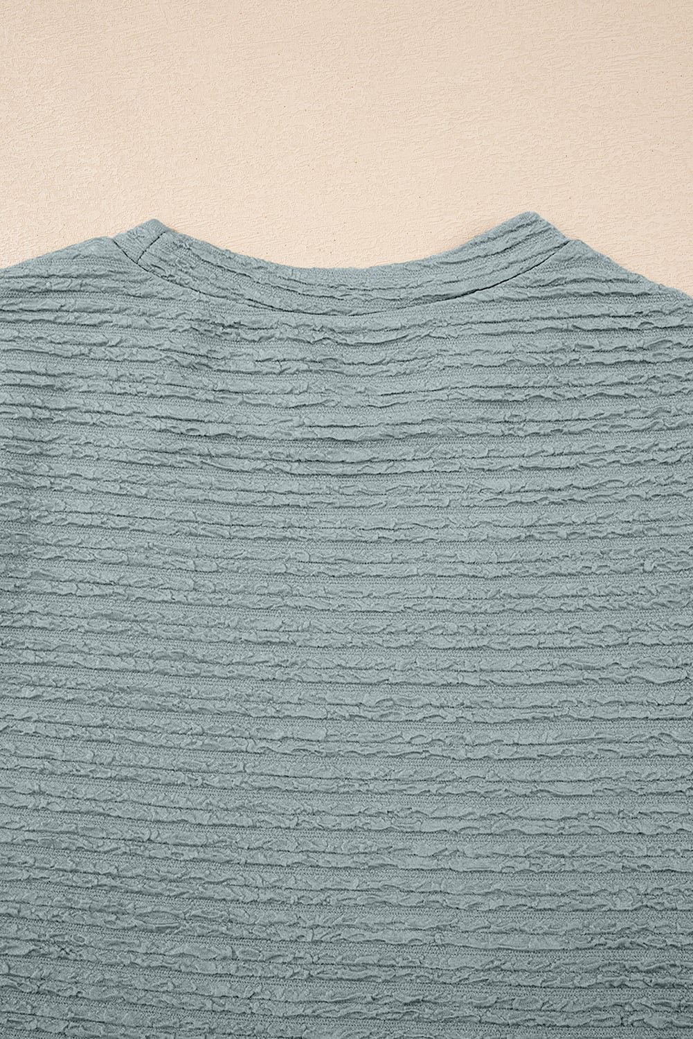 Beau Blue Solid Color Textured Crew Neck Tank Top