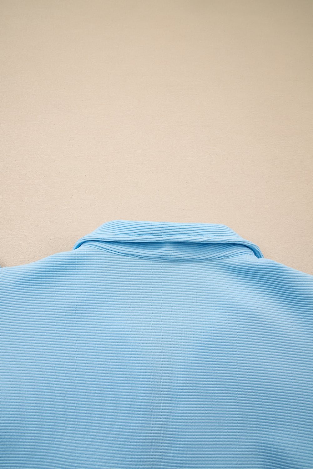 Beau Blue Striped Detail Flutter Sleeve Zipped Collar Short Set