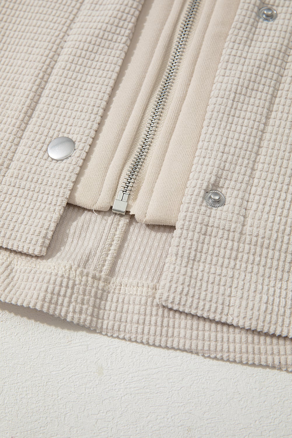 Beige 2 in 1 Thermal Knit Textured Hooded Jacket