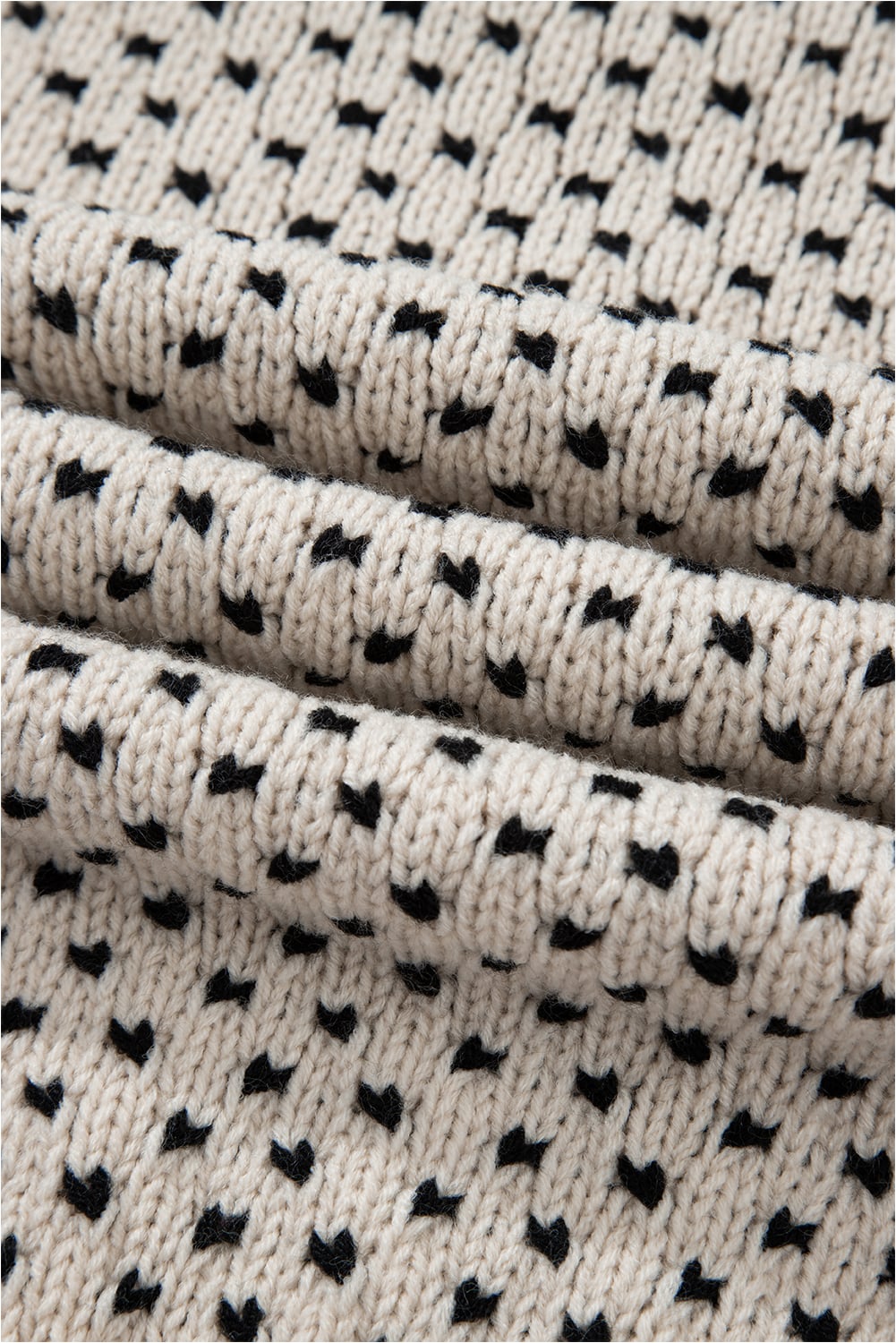 Beige Bow Decor Color Contrast Ribbed Edge Crew Neck Sweater